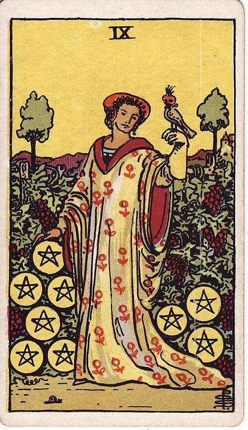 Nouă de Pentacle — carte de tarot