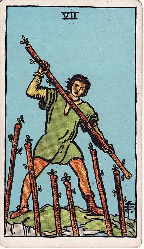 Siete de Bastos carta del tarot