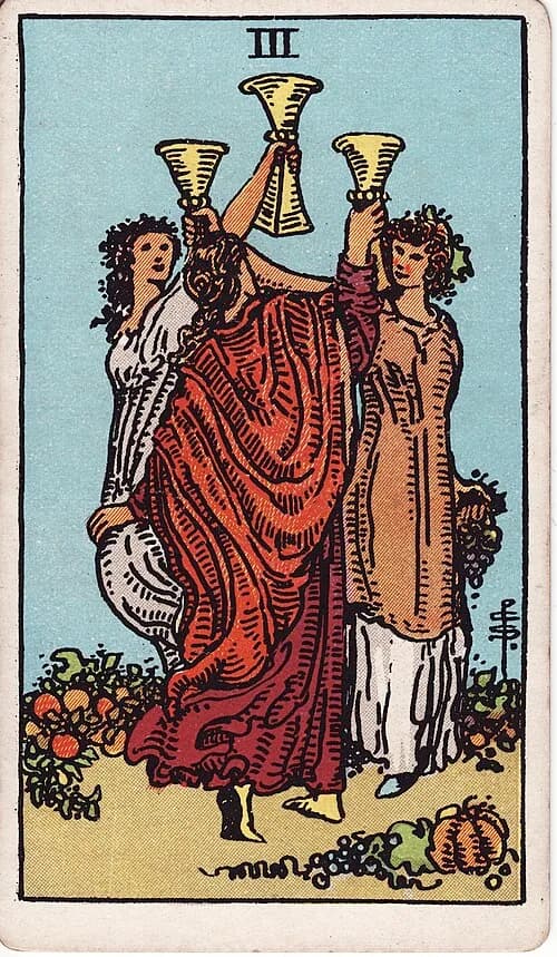 Tres de Copas carta del tarot