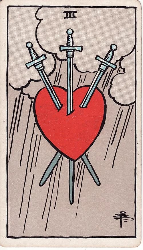 Tres de Espadas carta del tarot