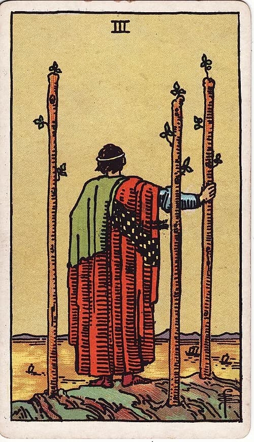 Tres de Bastos carta del tarot